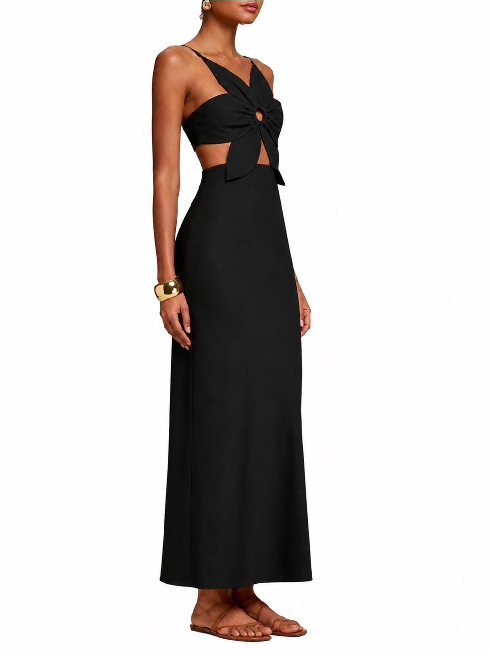Black Cutout Petal Maxi Dress